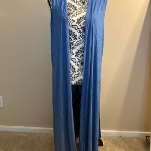 LulaRoe Joy Blue Sleeveless Duster Cardigan